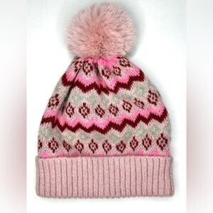 Pink Lily Nordic Knit Pom Pom Beanie